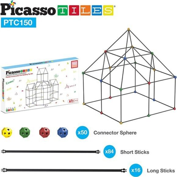 Fort Building Kit Playset 150 Pcs Toy Set Forts Construction Builder Blocks Toys - Picture 6 of 7